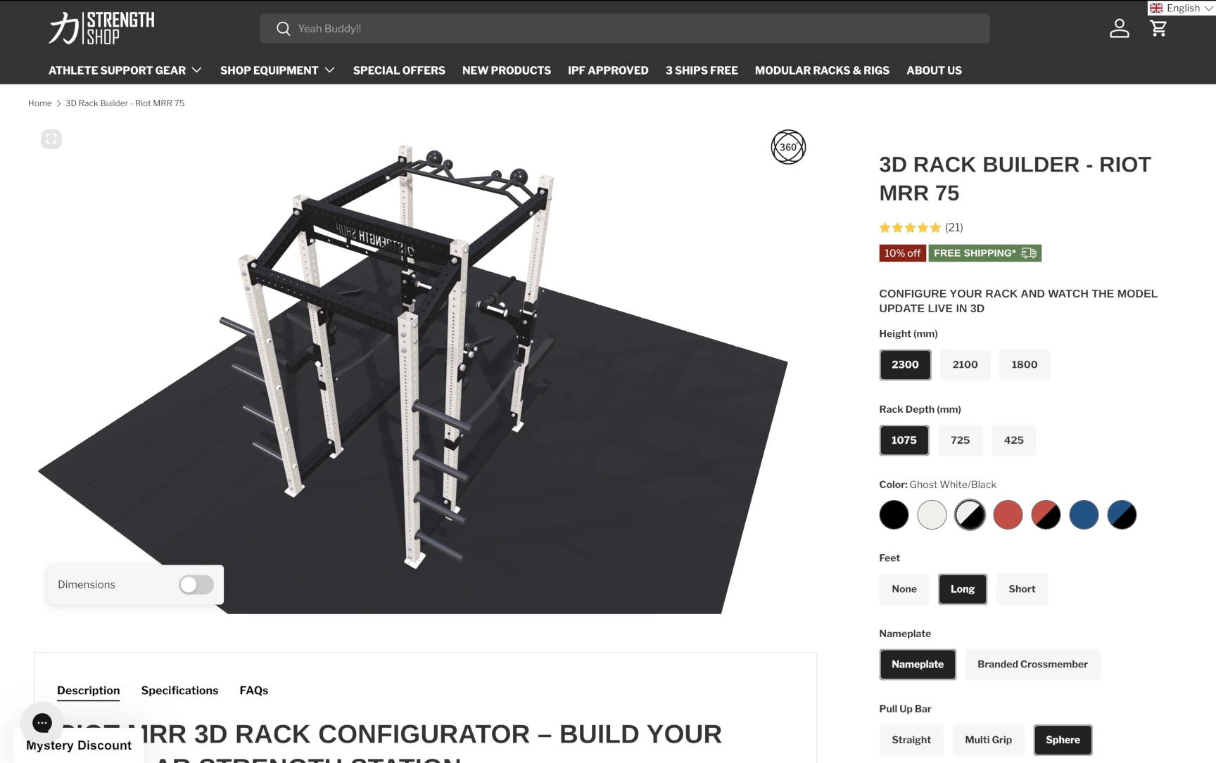 Strength Shop custom UI with 3D configurator 1