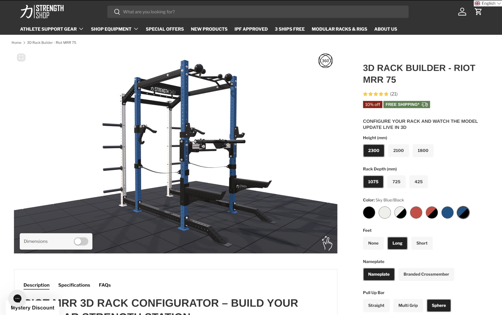 Strength Shop custom UI with 3D configurator 2